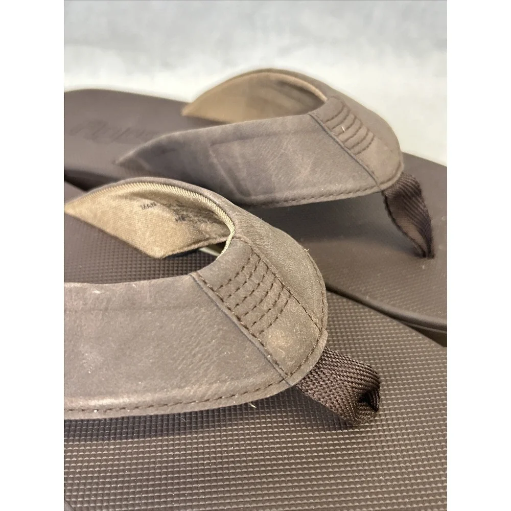 FLOJOS Men's Size 8 Flip Flop Sandals Dark Brown Shoes Beach Vacation‎ Walking